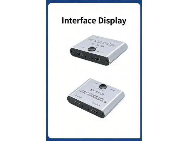 Alt view image 4 of 6 - 2 Port Bi-Directional USB3.1 Gen2 USB-C KVM Switch 2 In 1 Out, TB3 Compatible Type-C Selector, 8K@60Hz Video 10Gbps Data 100W PD Charging, Share Monitor KB Mouse for Dual Mac Windows Laptops