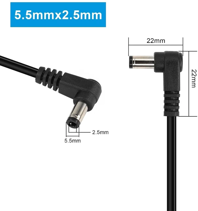 Alt view image 2 of 6 - DC Power Extension Cable DC 5.5MM x 2.5MM 90 Degree Male to Male Plug Cable Right Angle DC5525 Power Adapter Cable for Strip Lihgt,CCTVSecurity Camera,Monitors,etc(2pcs)