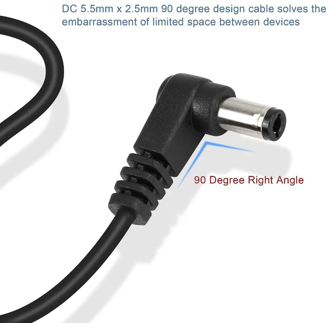 Alt view image 3 of 6 - DC Power Extension Cable DC 5.5MM x 2.5MM 90 Degree Male to Male Plug Cable Right Angle DC5525 Power Adapter Cable for Strip Lihgt,CCTVSecurity Camera,Monitors,etc(2pcs)