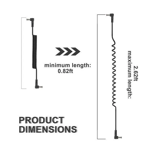 Alt view image 6 of 6 - DC Power Extension Cable DC 5.5MM x 2.5MM 90 Degree Male to Male Plug Cable Right Angle DC5525 Power Adapter Cable for Strip Lihgt,CCTVSecurity Camera,Monitors,etc(2pcs)