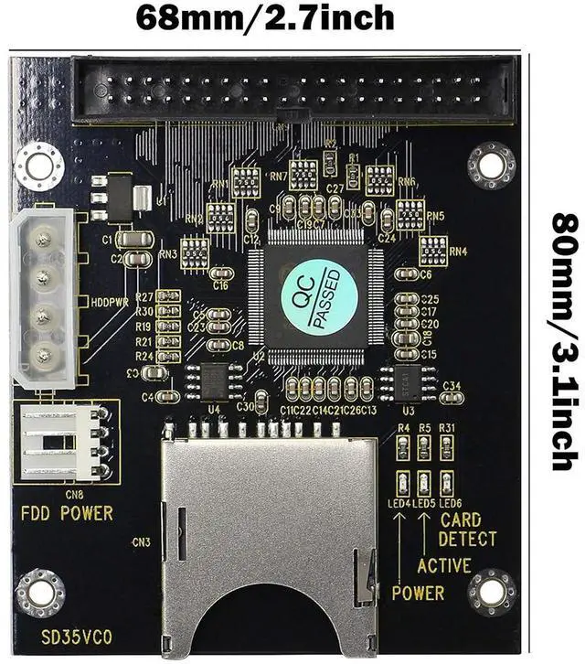 Alt view image 6 of 6 - SD SDHC SDXC MMC to 3.5" 40Pin Male IDE Adapter Card SD Memory Card to IDE Hard Disk Drive Adapter