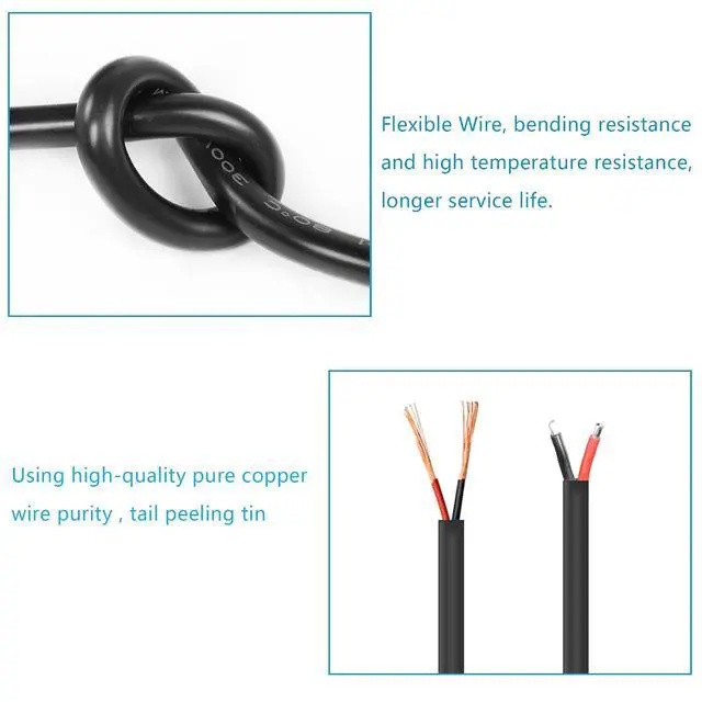 Alt view image 5 of 7 - 2 PCS DC8020 Connector Pigtail Cable, DC 8.0MM x 2.0MM Male Plug to Bare Wire Open End Power Cable, 1m, for Portable Power Station