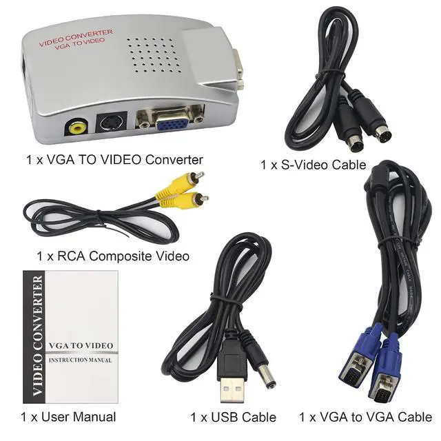 Alt view image 3 of 7 - VGA to RCA Adapter,Composite VGA to Video,S-Video Converter,for HDTV, Monitors, Laptop, Desktop, PC.