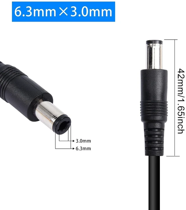 Alt view image 2 of 6 - 2 Pack DC6330 Power Pigtails Cable, DC 6.3mm x 3.0mm Male Plug Jack to Bare Wire Open End, 1FT Power Supply Replacement Repair Cord, for All-in-one Computer, 30cm