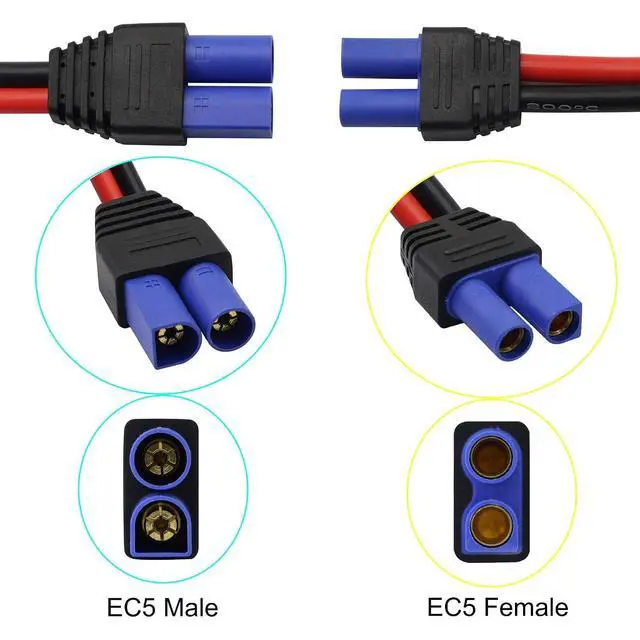 Alt view image 4 of 7 - EC5 to SAE Cable, EC5 F/M Plug to SAE Connector Power Automotive Cable Wire 10AWG for Car Motor Solar Panel Batteries