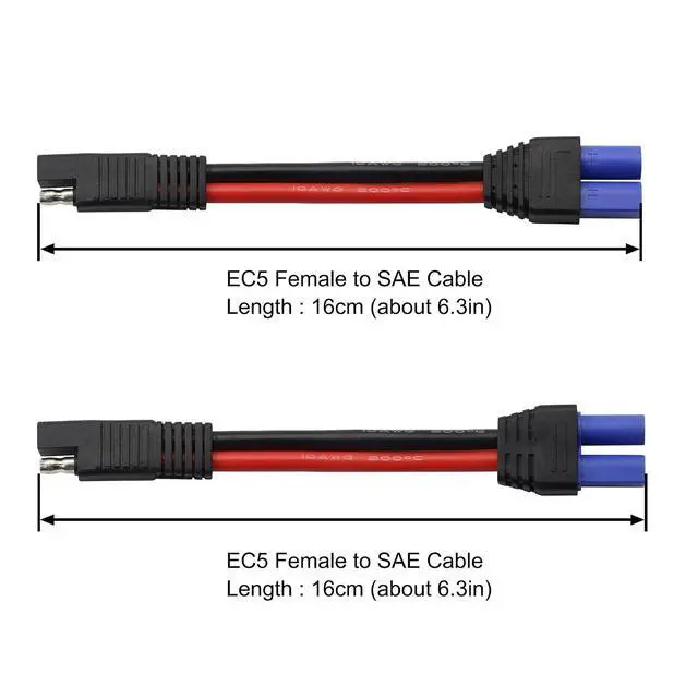 Alt view image 2 of 7 - EC5 to SAE Cable, EC5 F/M Plug to SAE Connector Power Automotive Cable Wire 10AWG for Car Motor Solar Panel Batteries