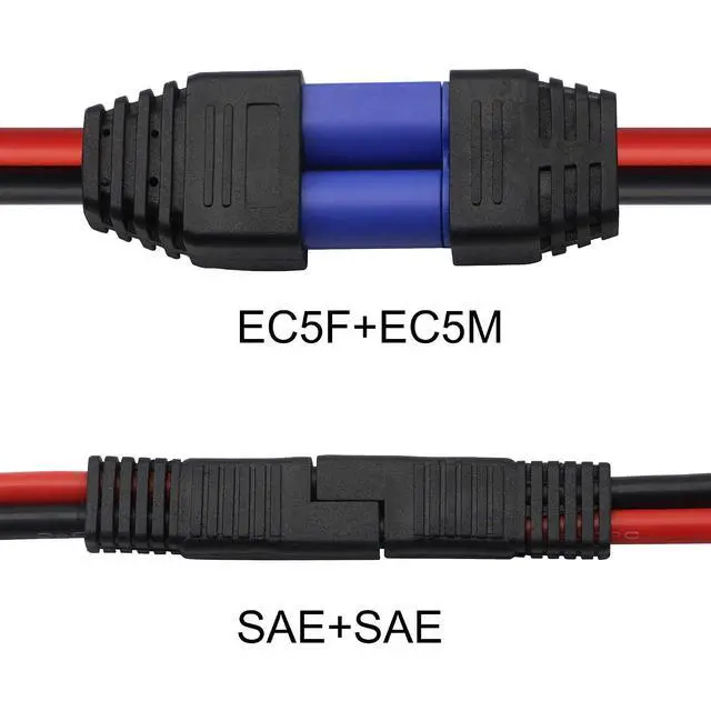 Alt view image 6 of 7 - EC5 to SAE Cable, EC5 F/M Plug to SAE Connector Power Automotive Cable Wire 10AWG for Car Motor Solar Panel Batteries