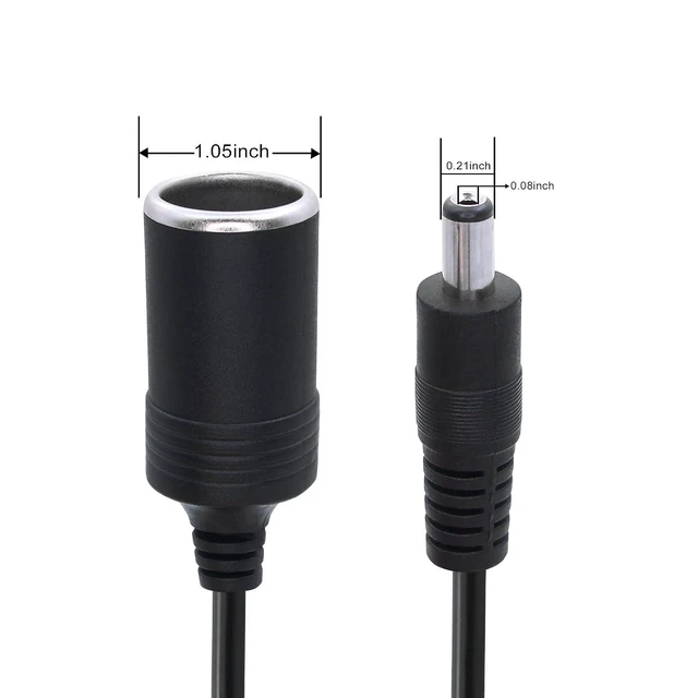 Alt view image 6 of 7 - 12/24V Cigarette Lighter Power Supply Cable DC 5.5mm x 2.1mm Male to Female Cigarette Lighter Plug Adapter for Car Charger,Car Refrigerator,Car Air Pump etc(1ft 30cm)