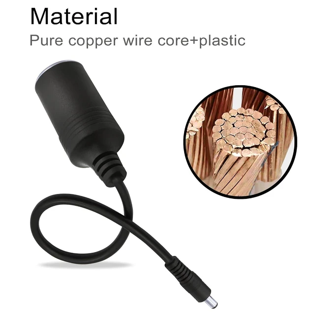 Alt view image 5 of 7 - 12/24V Cigarette Lighter Power Supply Cable DC 5.5mm x 2.1mm Male to Female Cigarette Lighter Plug Adapter for Car Charger,Car Refrigerator,Car Air Pump etc(1ft 30cm)