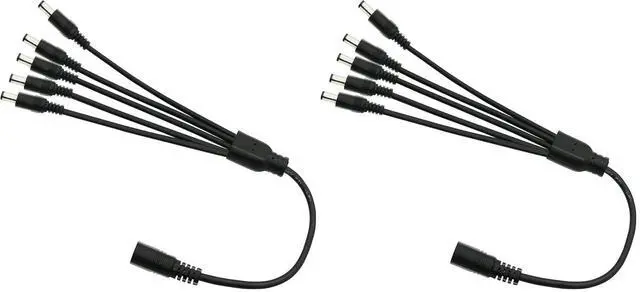 Main image of DC 5.5mm x 2.1mm Splitter Cable, 1 Female to 5 Male DC Splitter Adapter 12V DC Power Extension Cable for LED Strip Light, CCTV Security Camera 0.7m (1 to 5 Way) (Pack of 2)