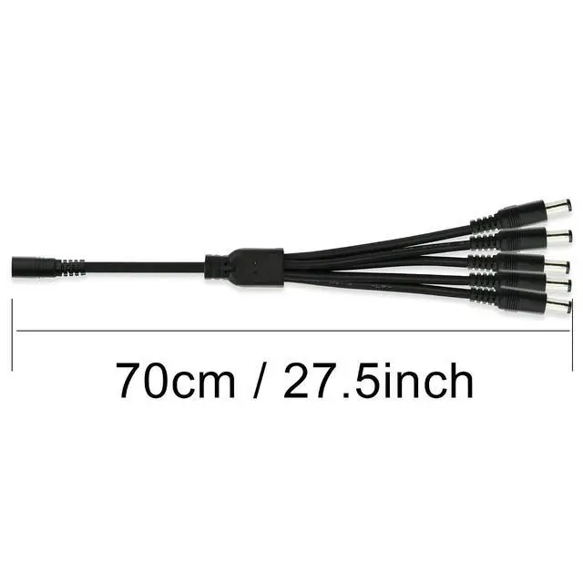 Alt view image 6 of 6 - DC 5.5mm x 2.1mm Splitter Cable, 1 Female to 5 Male DC Splitter Adapter 12V DC Power Extension Cable for LED Strip Light, CCTV Security Camera 0.7m (1 to 5 Way)