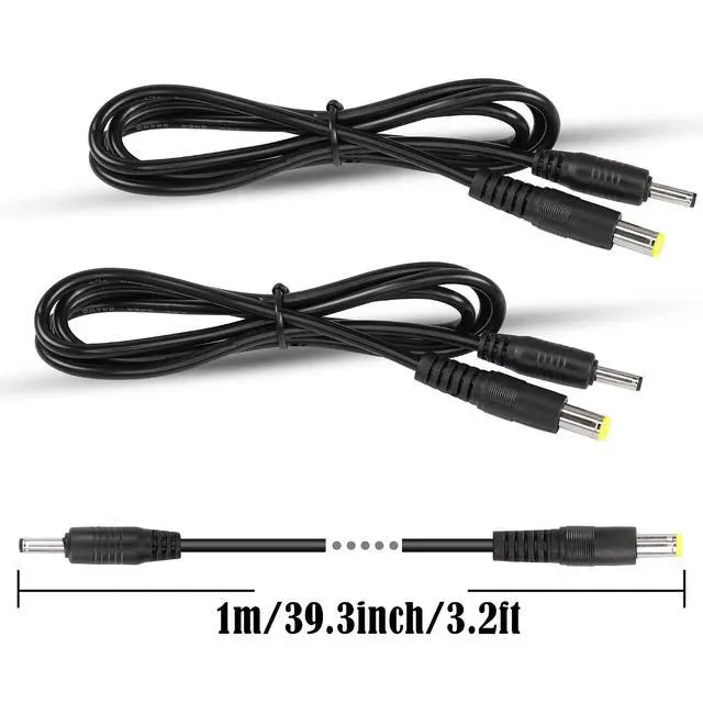 Alt view image 6 of 6 - 2-PCS DC5521 to DC35135 Power Cord 24AWG DC 5.5mm x 2.1mm Male to DC 3.5mm x 1.35mm Male Security Camera Cable for Security Cameras, Mini Speakers, Small Fans, etc(3.2FT)