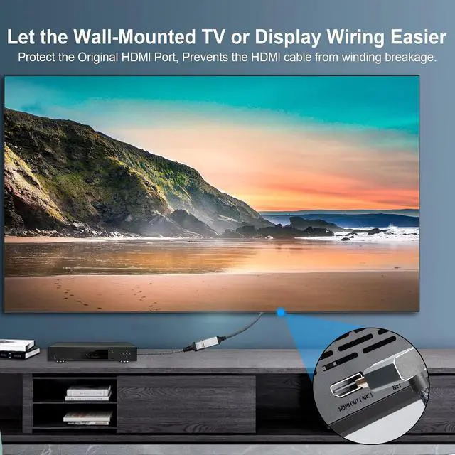 Alt view image 4 of 7 - 4K HDMI Extension Cable 90 Up Angled Degree HDMI Male to Female Extension Cable 4K @60HZ HDMI Short Cable for HDTV,Blu-ray Player,Projector,Monitor,Home Theater,etcUp Angle