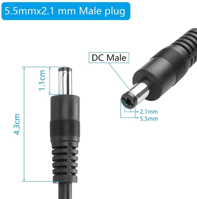 Alt view image 2 of 6 - DC 5.5x2.1mm Male to Male,16FT 18AWG DC Extension Cable 5.5MM x 2.1MM Male to Male Plug Power Adapter Cable for LED, CCTV, Car, Monitors,etc-5m