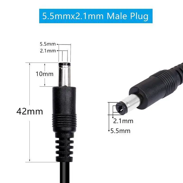 Alt view image 3 of 6 - XT60 to DC5521 Power Cable, XT-60 Male to DC 5.5mm x 2.1mm Male Adapter Cord for FPV Goggles,etc. 1m