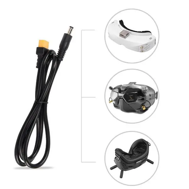 Alt view image 4 of 6 - XT60 to DC5521 Power Cable, XT-60 Male to DC 5.5mm x 2.1mm Male Adapter Cord for FPV Goggles,etc. 1m