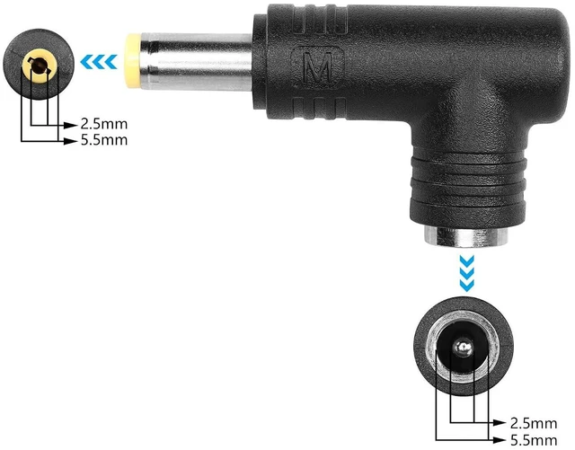 Alt view image 2 of 7 - DC Power Connector Adapter 90 Degree Angle 5.5mm x 2.5mm Male Plug to 5.5mm x 2.5mm Female Jack Coupler Converter for Laptop Portable Power Source CCTV Camera Strip Lighting (5PCS)