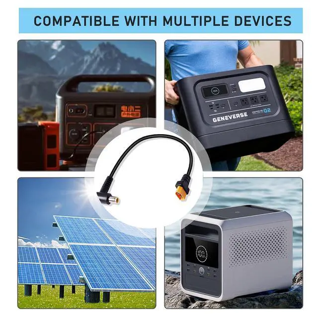 Alt view image 5 of 7 - DC 8mm to XT60 Power Cable,90 Degrees Right Angle DC7909Male to XT-60 Male Adapter Cord for Portable Power Stations,Solar generators,Solar Panels 0.3m