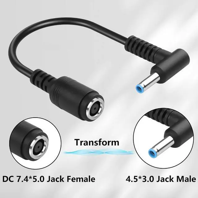 Alt view image 3 of 6 - 4 PCS 7.4x5.0mm to 4.5x3.0mm Ac Power Cord Charger Laptop Adapter Tip Connector for HP Stream Spectre Pavilion Envy EliteBook Split Chromebook EliteBook Folio