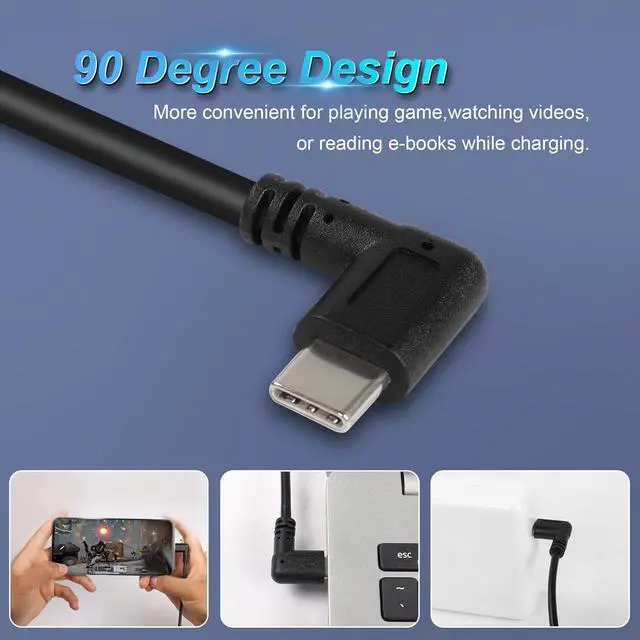 Alt view image 2 of 7 - USB C Extension Cable, Right Angle Male to Female, 0.3m, Black, Supports PD60W Fast Charging, Compatible with Laptops, Tablets, Mobile Phones