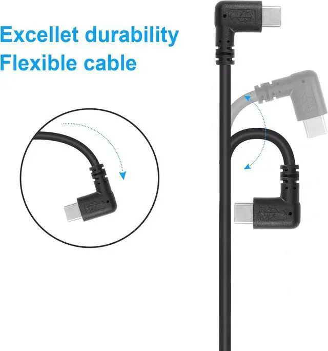 Alt view image 6 of 7 - USB C Extension Cable, Right Angle Male to Female, 0.3m, Black, Supports PD60W Fast Charging, Compatible with Laptops, Tablets, Mobile Phones