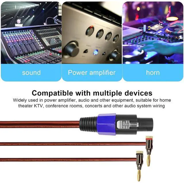 Alt view image 4 of 7 - Banana Plug to Speakon Cable Double Banana Plug to Speakon Male Speaker Cable for Loudspeakers,Power Amplifiers,Stage Monitors,etc(6.5 FT)