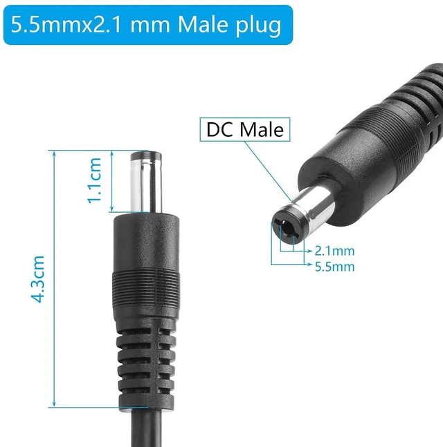 Alt view image 2 of 7 - 32.8FT DC 5521 Power Cable, 18AWG DC 5.5MM x 2.1MM Male to Male Plug Power Adapter Cable for LED, CCTV, Car, Monitors,etc-10m