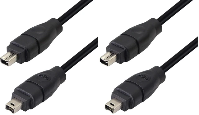 Main image of FireWire 400 Cable Cord 4 Pin to 4 Pin Male to Male iLink DV Cable Firewire 400 IEEE 1394 Cord for Computer Laptop PC to Camcorder - 6 Feet Black (Pack of 2)