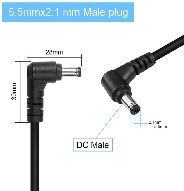 Alt view image 2 of 6 - 2PCS DC 5.5mm x 2.1mm Power Extension Cable 90 Degree Right Angle Male to Male Adapter Power Cord for DC 12V Power Adapter, CCTV Security Camera LED Strip,Routers, Printers etc0.3m