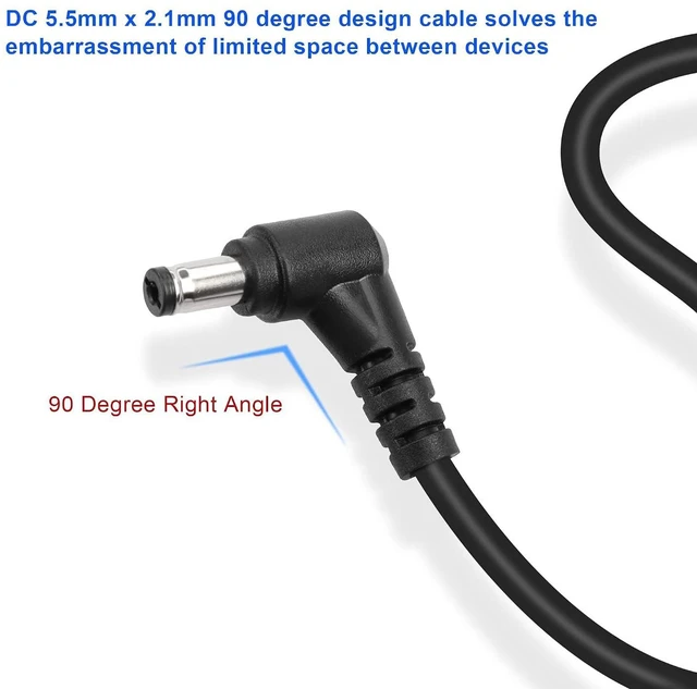 Alt view image 3 of 6 - 2PCS DC 5.5mm x 2.1mm Power Extension Cable 90 Degree Right Angle Male to Male Adapter Power Cord for DC 12V Power Adapter, CCTV Security Camera LED Strip,Routers, Printers etc0.3m