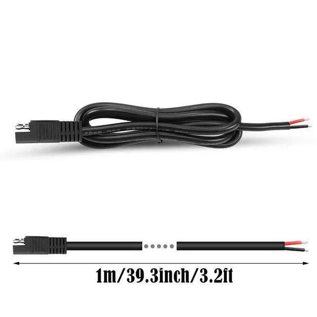 Alt view image 6 of 6 - 24V SAE Connector Pigtail Cable 14AWG with Black Insulation 3.2FT SAE Quick Connect Disconnect Extension Cord for Car, Motorcycle, Battery etc.