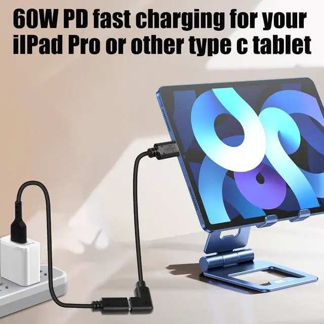 Alt view image 3 of 6 - USB C Extension Cable, USB Type C Male to Right Angle 90 Degree USB Type C Female Charger Cable for Laptop.Tablet.Mobile Phone0.3m