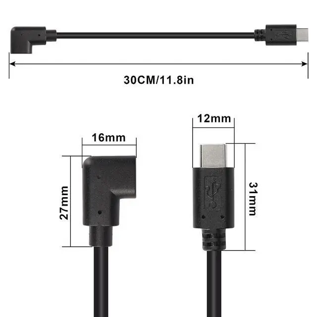 Alt view image 6 of 6 - USB C Extension Cable, USB Type C Male to Right Angle 90 Degree USB Type C Female Charger Cable for Laptop.Tablet.Mobile Phone0.3m
