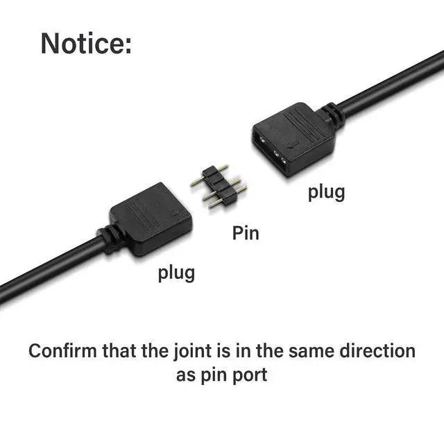 Alt view image 3 of 7 - RGB Extension Cable, 3-Pin to SM 3Pin Male ARGB Connector Adapter, 5V Addressable Extension Cable for Fan, PC LED Strip 0.98FT