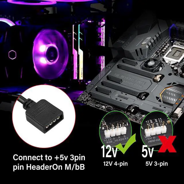 Alt view image 6 of 7 - 4 Pin RGB Extension Cable 12v 4 PIN to SM 4Pin Female ARGB Connector Adapter Cable for Computer Fan, Motherboard,LED Strip (0.98 FT,4 pcs)