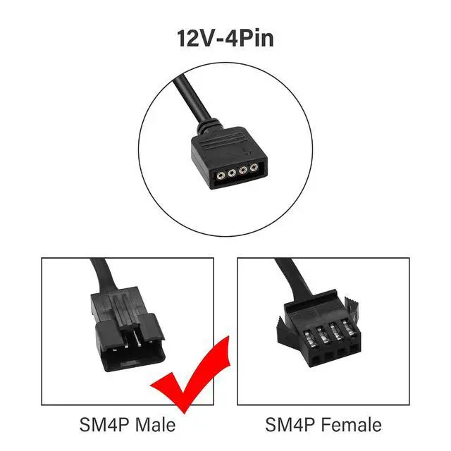Alt view image 2 of 7 - 4 Pin RGB Extension Cable 12v 4 PIN to SM 4Pin Male ARGB Connector Adapter Cable for Computer Fan, Motherboard,LED Strip (0.98 FT,4 pcs)