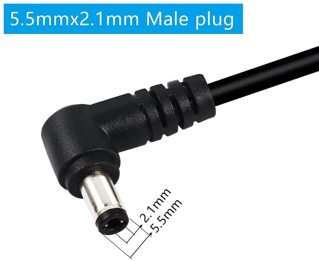 Alt view image 2 of 6 - 2 Pack 90 Degree DC Power Pigtails Cable, Right Angle DC 5.5mm x 2.1mm Male Plug to Bare Wire Open End Power Supply Replacement Repair Cord, for Monitors, LED Strip Light, Camera,3FT 1m