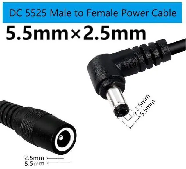Alt view image 2 of 6 - 2 Pack DC5525 Power Extension Cable, DC 5.5mm x 2.5mm Right Angle Male to Female Extension Cable3FT 18AWG Heavy Duty Cord for Strip Lihgt,CCTV,Car,Monitors,etc. 1M