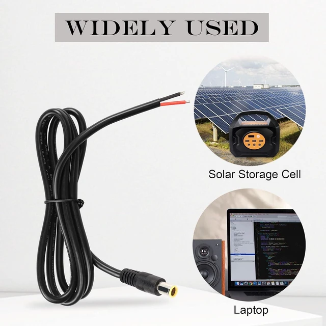 Alt view image 4 of 6 - 2 Pack DC7909 Power Pigtails Cable, 12V DC 8mm Male Plug to Bare Wire Open End Power Wire Supply Repair Cable, 16AWG DC 7.9 x 5.5mm Barrel Connector Pigtail for Solar Cell, Laptop Power(1m)