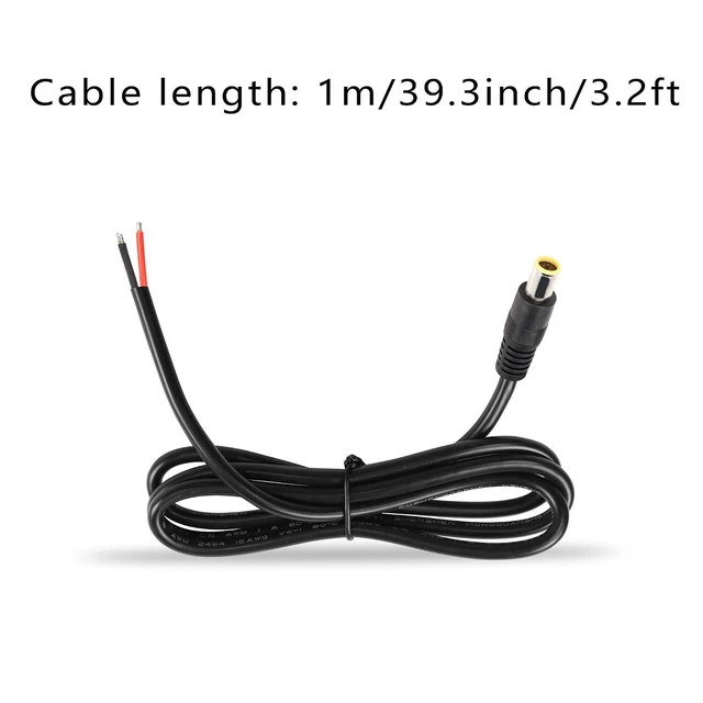 Alt view image 6 of 6 - 2 Pack DC7909 Power Pigtails Cable, 12V DC 8mm Male Plug to Bare Wire Open End Power Wire Supply Repair Cable, 16AWG DC 7.9 x 5.5mm Barrel Connector Pigtail for Solar Cell, Laptop Power(1m)
