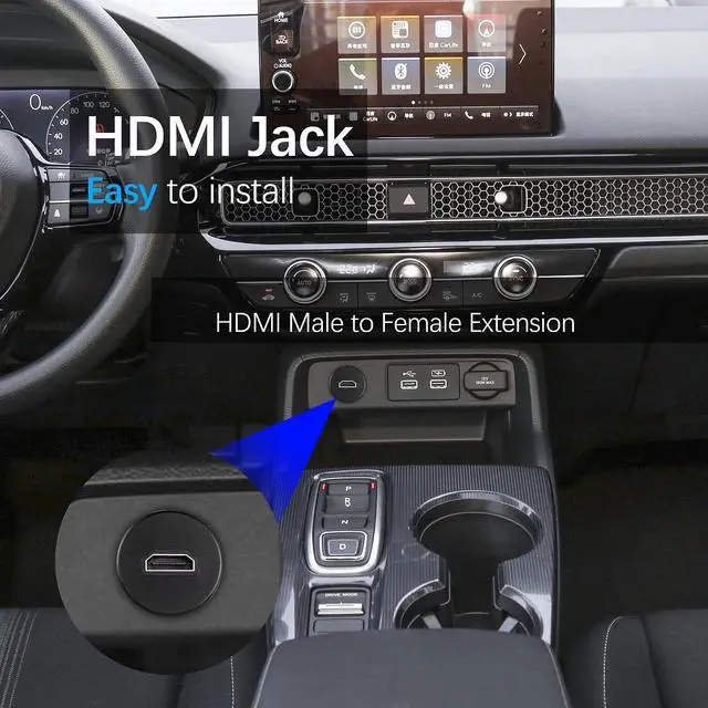 Alt view image 5 of 7 - Micro HDMI to HDMI Panel Flush Mount Cable Standard HDMI Female to Micro HDMI Male Flush Panel Mount Extension HD Waterproof Cord for Car, Boat and Motorcycle Computer etc(1m)