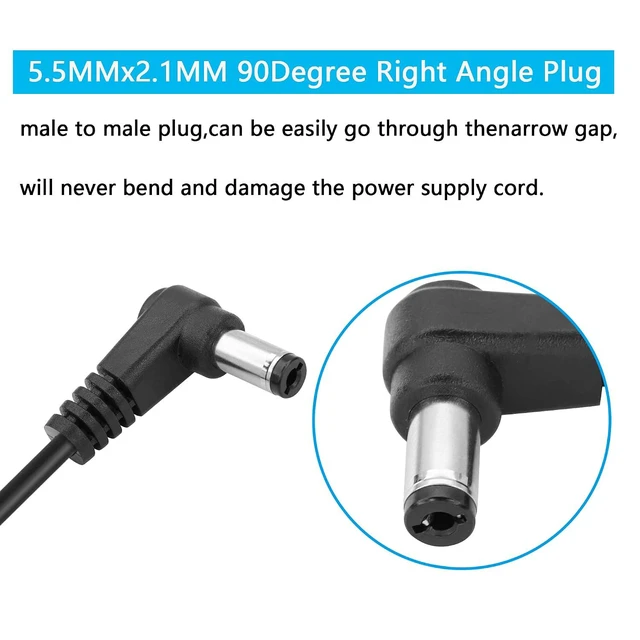 Alt view image 4 of 6 - DC 5.5MM x 2.1MM 90 Degree Male to Male Plug Cable DC5521 Right Angle Coiled Power Adapter Extension Cord for CCTV Surveillance Security Camera LED Strip etc(2 Pack)