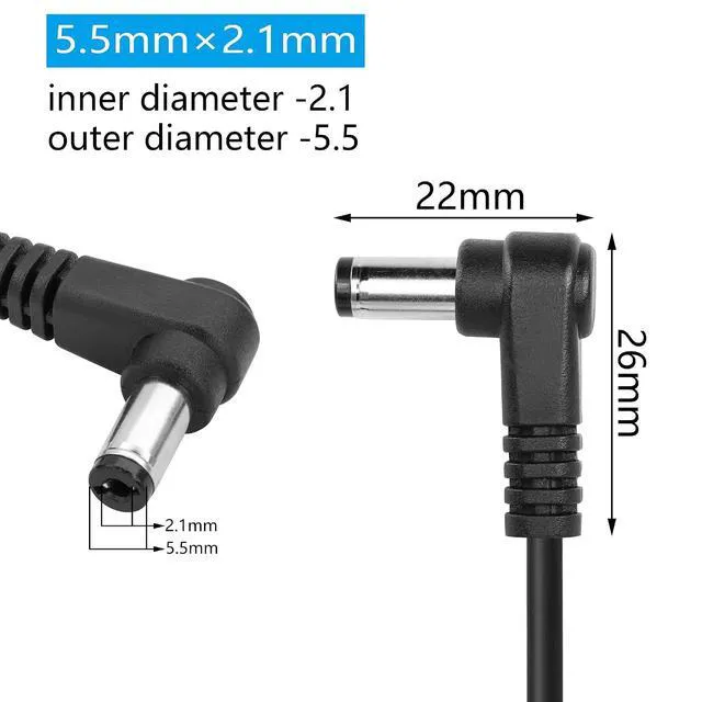 Alt view image 5 of 6 - DC 5.5MM x 2.1MM 90 Degree Male to Male Plug Cable DC5521 Right Angle Coiled Power Adapter Extension Cord for CCTV Surveillance Security Camera LED Strip etc(2 Pack)