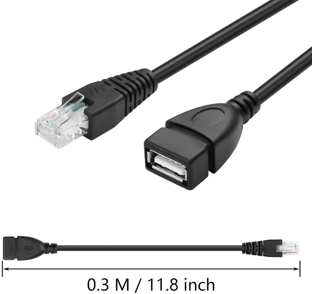 Alt view image 7 of 7 - 2 Pcs USB 2.0 Female to RJ45 8P4C Ethernet Male Extension Cable for Router, ADSL Modem, Camera, Laptop, Desktop (11.81 Inch)