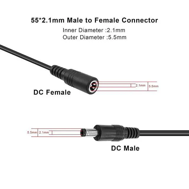 Alt view image 2 of 7 - DC Power Y Splitter Cable1 Male to 4 Female DC5.5mm X 2.1mm Splitter Cable Adapter for CCTV Surveillance Cameras, Routers,DVR,and LED(1 to 4 Way)