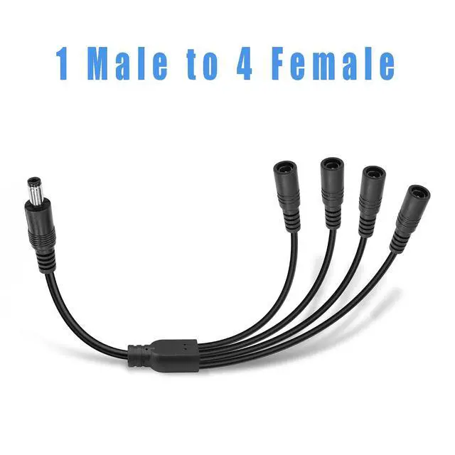 Alt view image 3 of 7 - DC Power Y Splitter Cable1 Male to 4 Female DC5.5mm X 2.1mm Splitter Cable Adapter for CCTV Surveillance Cameras, Routers,DVR,and LED(1 to 4 Way)