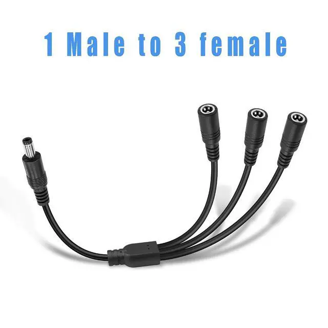 Alt view image 3 of 7 - DC Power Y Splitter Cable1 Male to 3 Female DC5.5mm X 2.1mm Splitter Cable Adapter for CCTV Surveillance Cameras, Routers,DVR,and LED(1 to 3 Way)