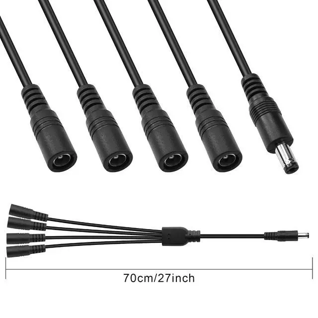 Alt view image 7 of 7 - DC Power Y Splitter Cable1 Male to 4 Female DC5.5mm X 2.1mm Splitter Cable Adapter for CCTV Surveillance Cameras, Routers,DVR,and LED(1 to 4 Way)