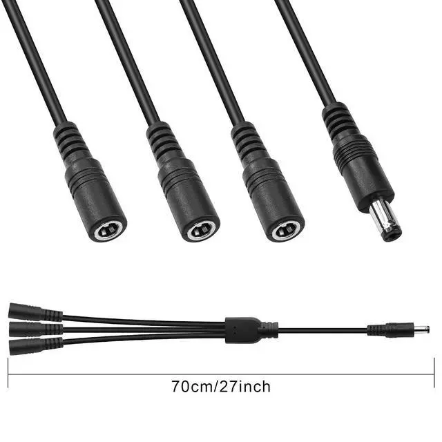 Alt view image 7 of 7 - DC Power Y Splitter Cable1 Male to 3 Female DC5.5mm X 2.1mm Splitter Cable Adapter for CCTV Surveillance Cameras, Routers,DVR,and LED(1 to 3 Way)