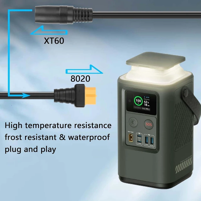 Alt view image 3 of 4 - 2 PCS XT60 to 8mm Adapter Cable DC8020 to XT60 Power Cable 14AWG DC8mmx2.0mm Female to XT60 Male Power Cord for Solar Panel, Portable Charging Station,etc (XT60 Famale to 8020 Famale)